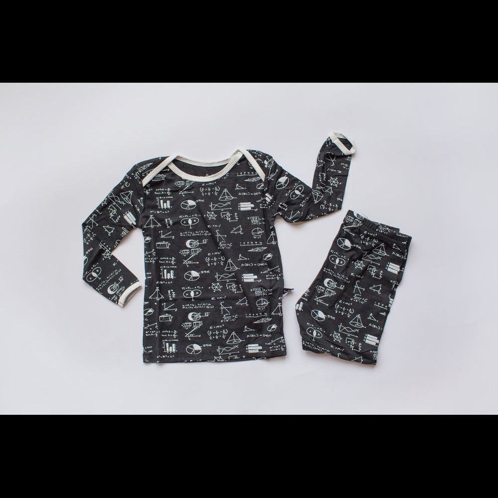 Math print bamboo toddler 2 piece pajama set